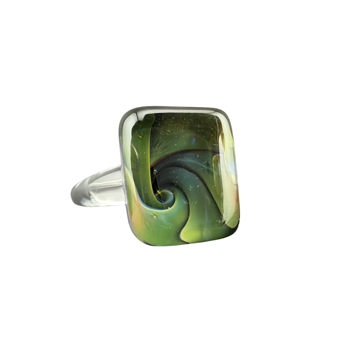 Green Corridor — handmade glass ring
